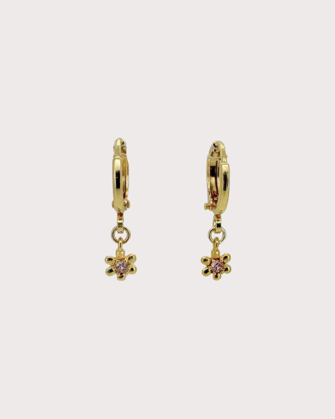 Cherry Blossom Tourmaline Huggie Earrings