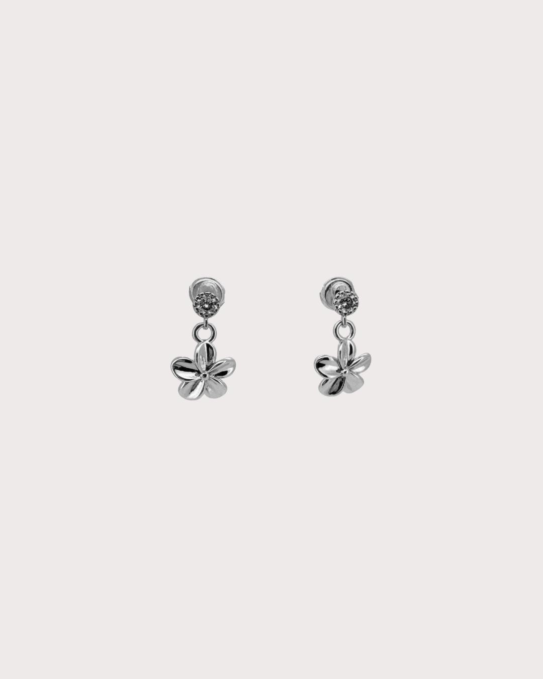 Plumeria Flower Embellished Dangle Studs