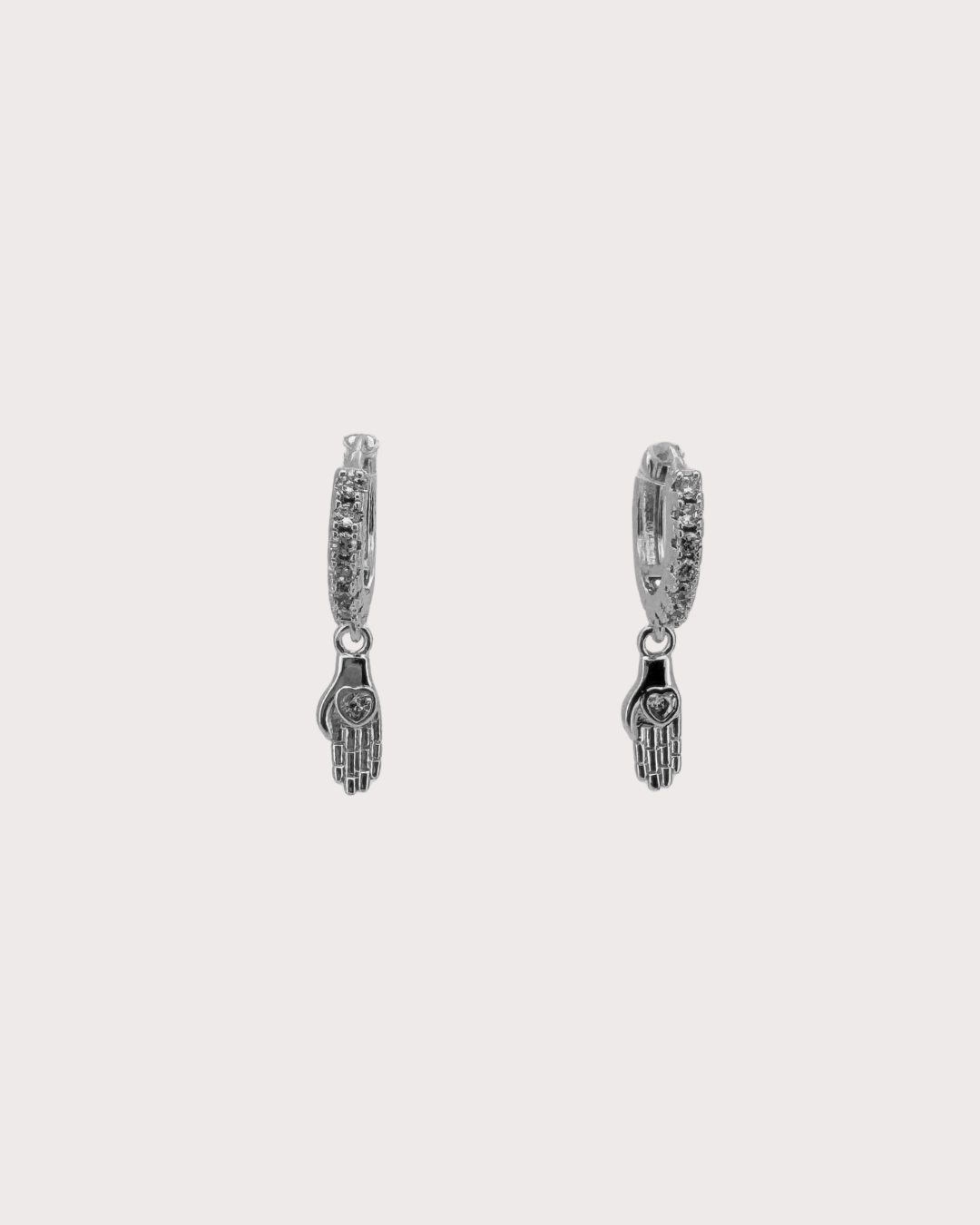 Alexis Hand Heart White Zircon Embellished Hoops