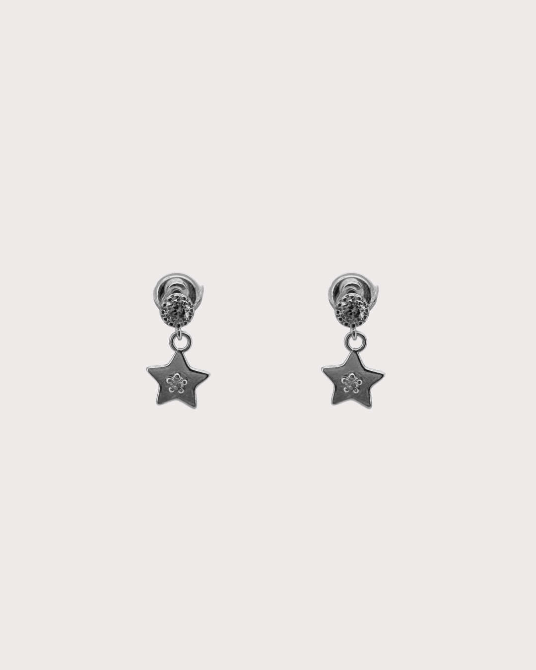 Starry Star White Zircon Embellished Dangle Studs