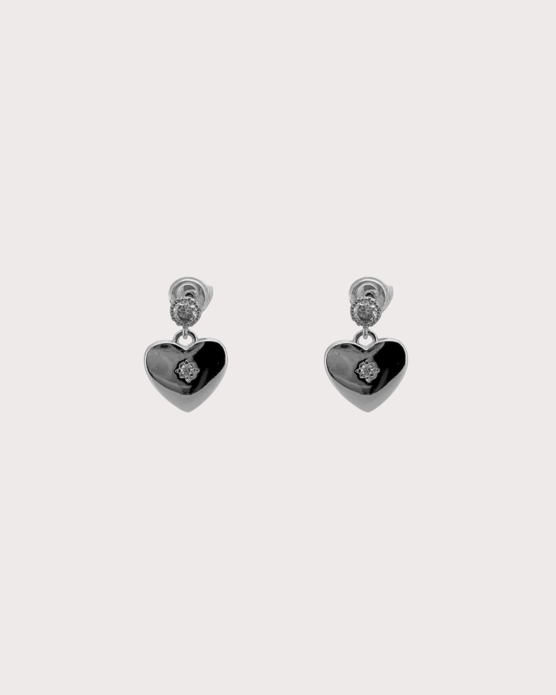 Charis Heart White Zircon Embellished Dangle Studs