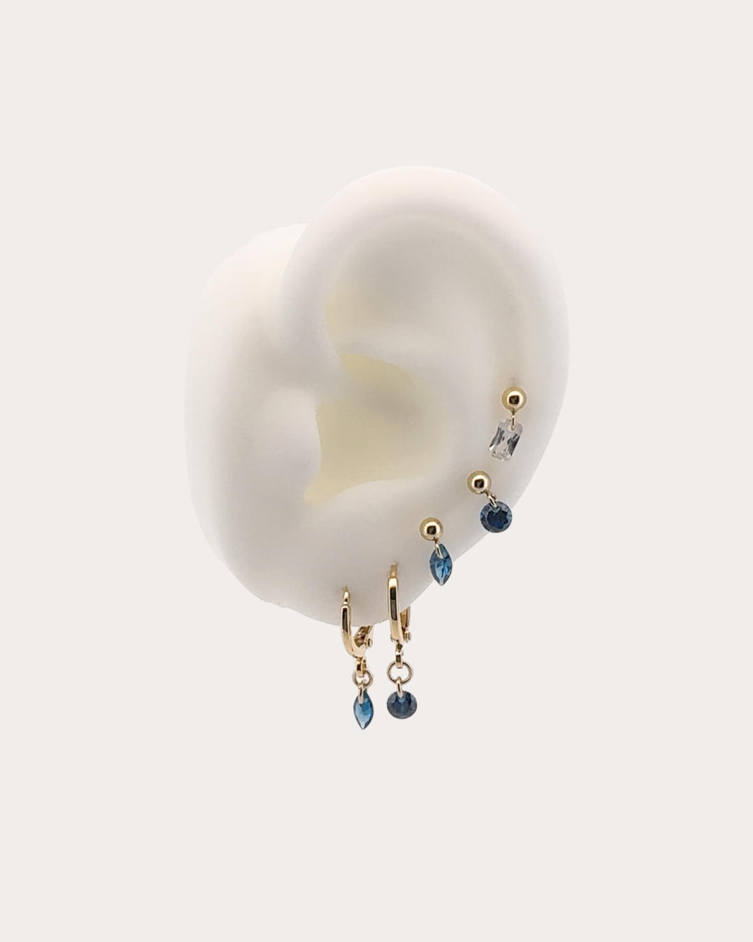 Circle Sapphire Gemstone Dangle Studs