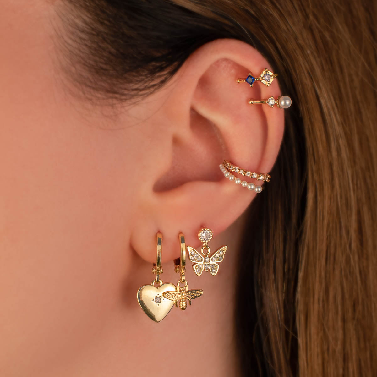 Kimi Butterfly White Zircon Embellished Dangle Studs
