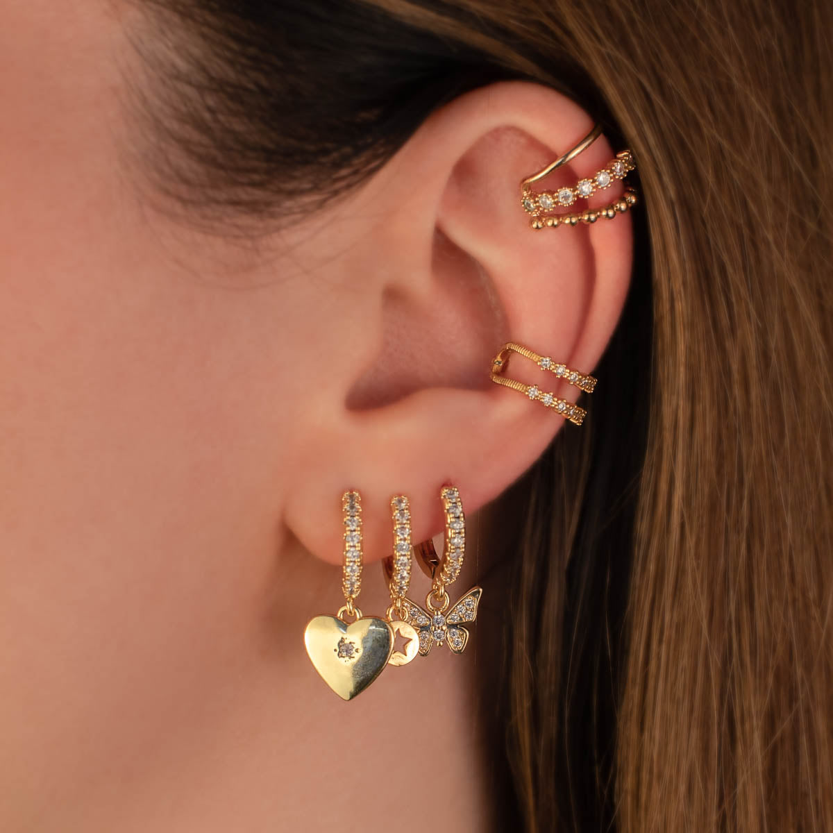 Charis Heart White Zircon Embellished Hoops