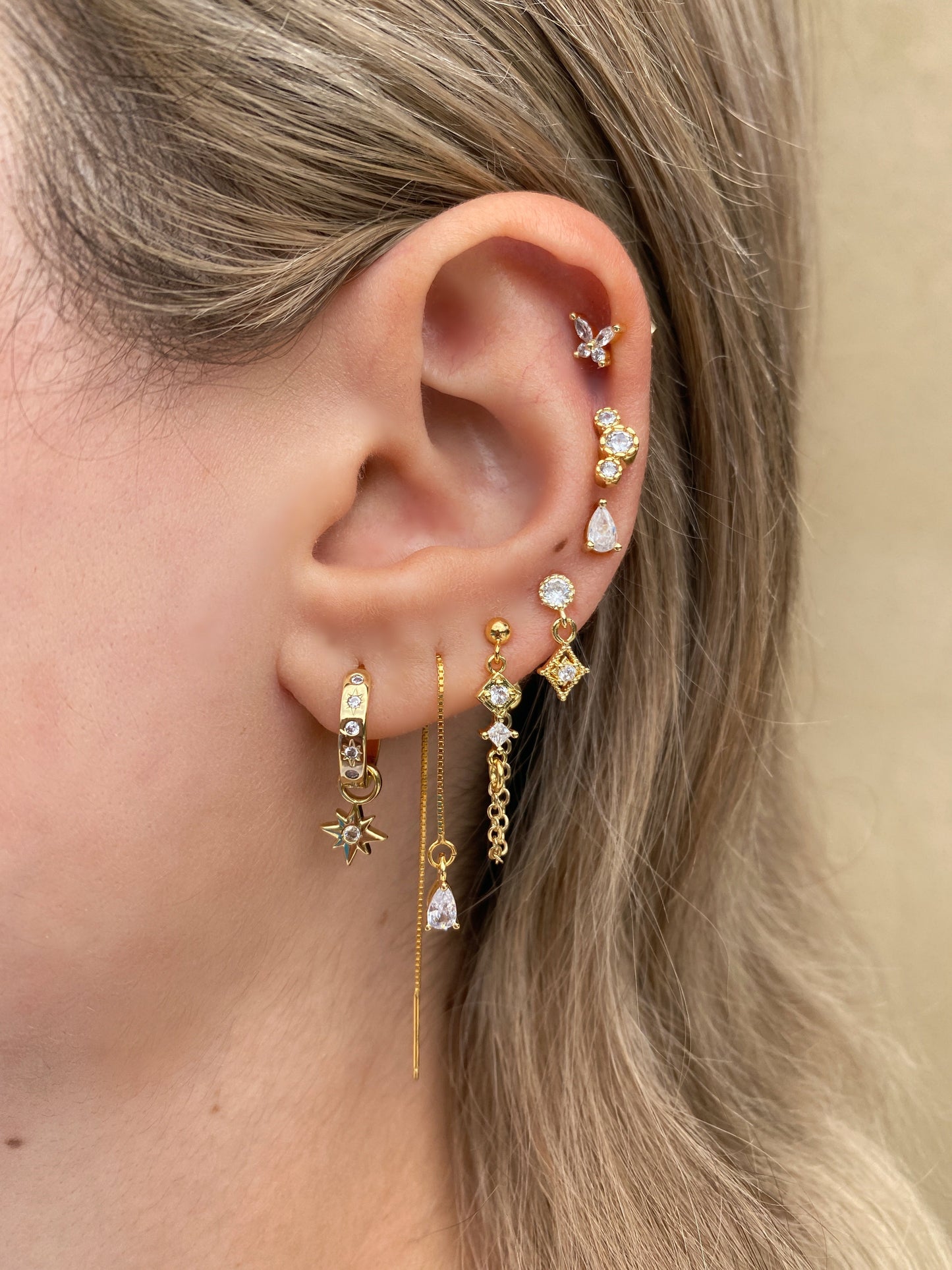Temperance Diamond Earrings Set - Gold Filled