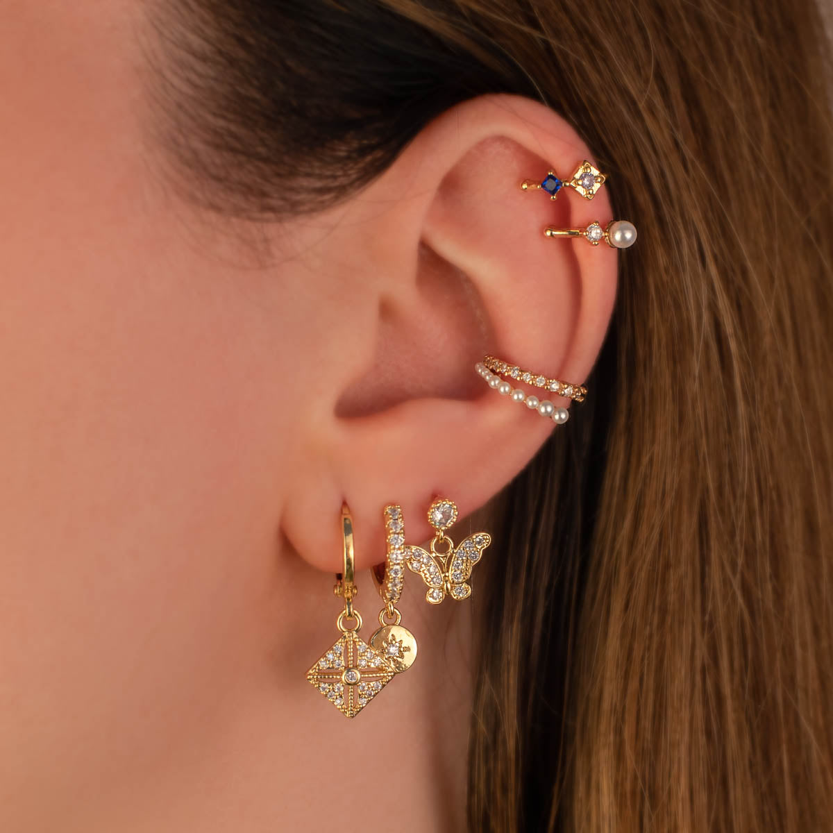 Fay Circle White Zircon Embellished Hoops