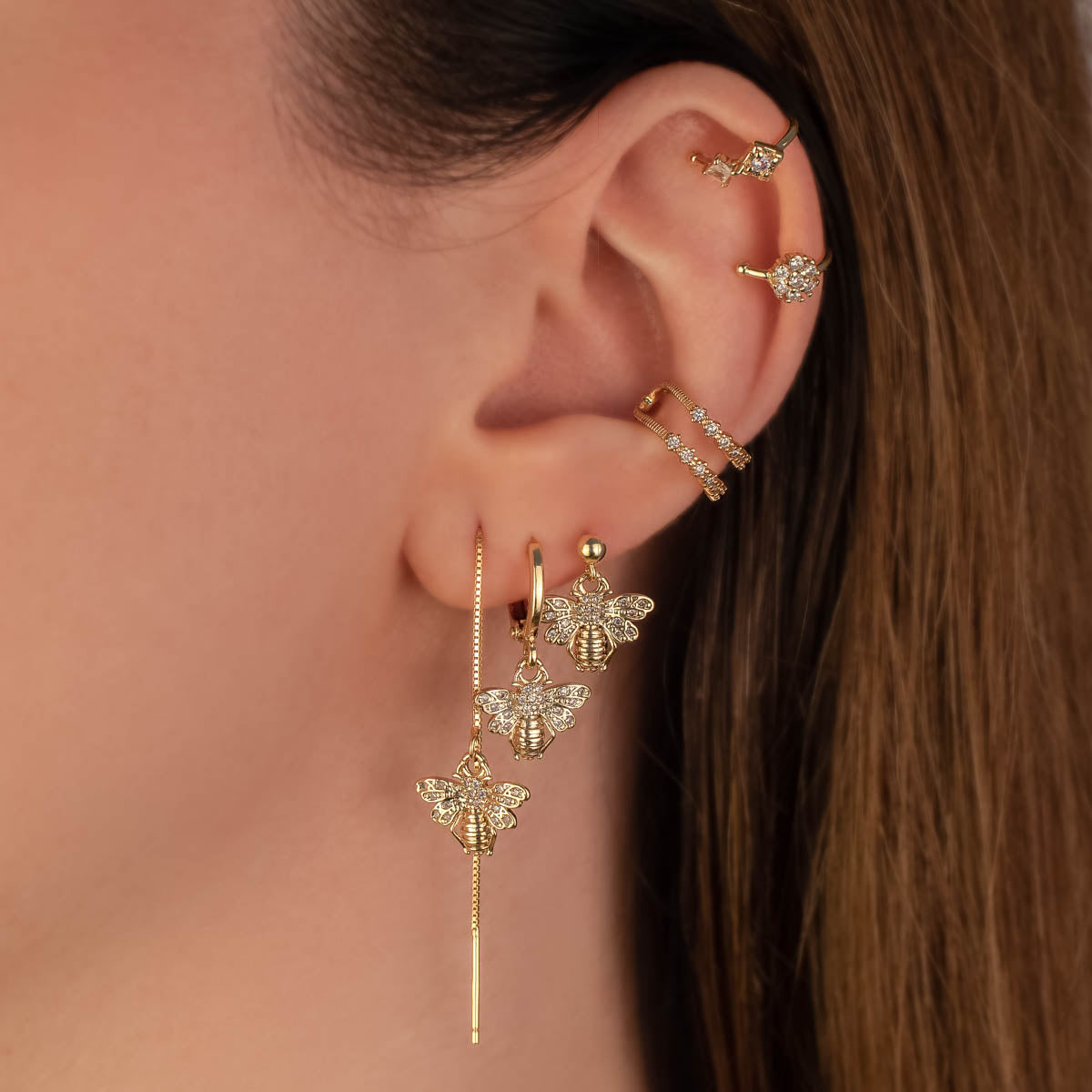 Queen Bee White Zircon Dangle Studs