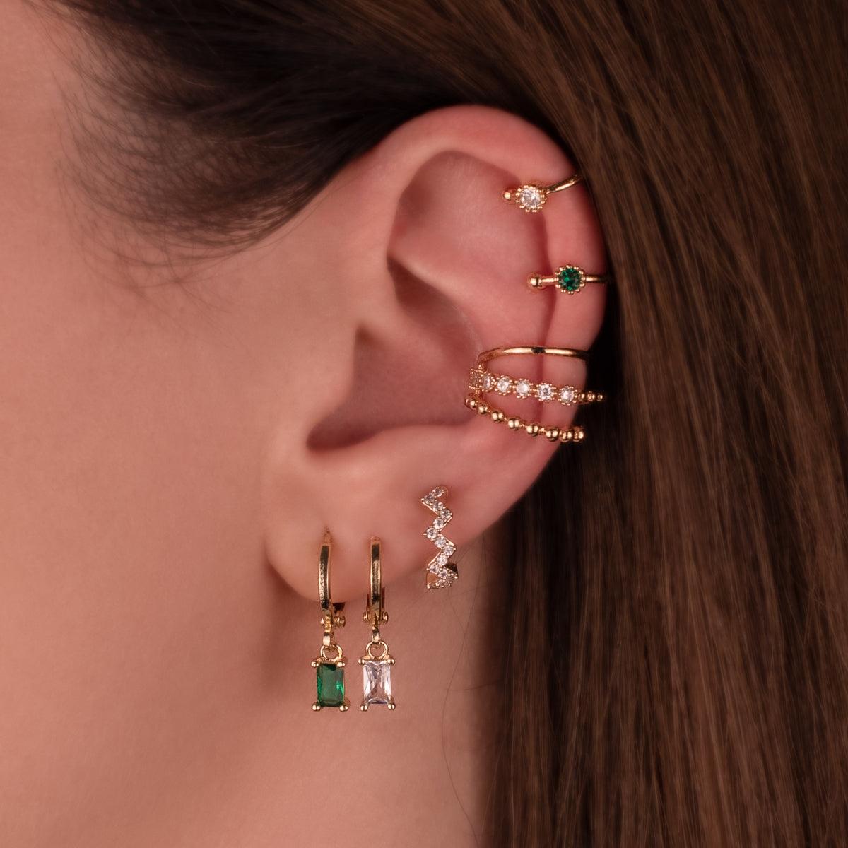 Zara Emerald Huggie Earrings