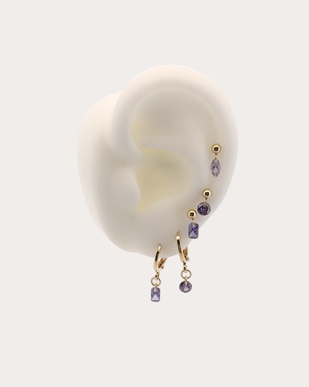 Circle Amethyst Gemstone Dangle Studs