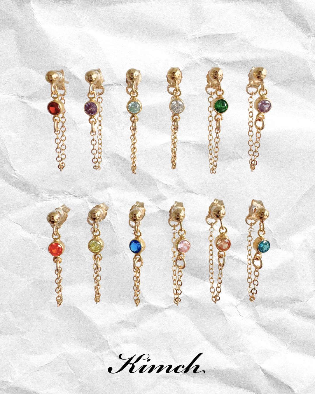Birthstone Stud Cable Chain (3mm) - Gold Filled/Sterling Silver