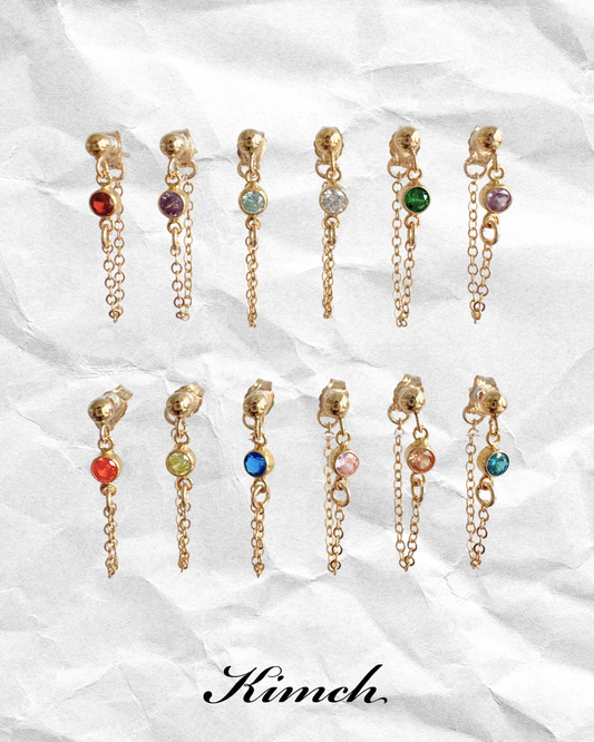 Birthstone Stud Cable Chain (3mm) - Gold Filled/Sterling Silver