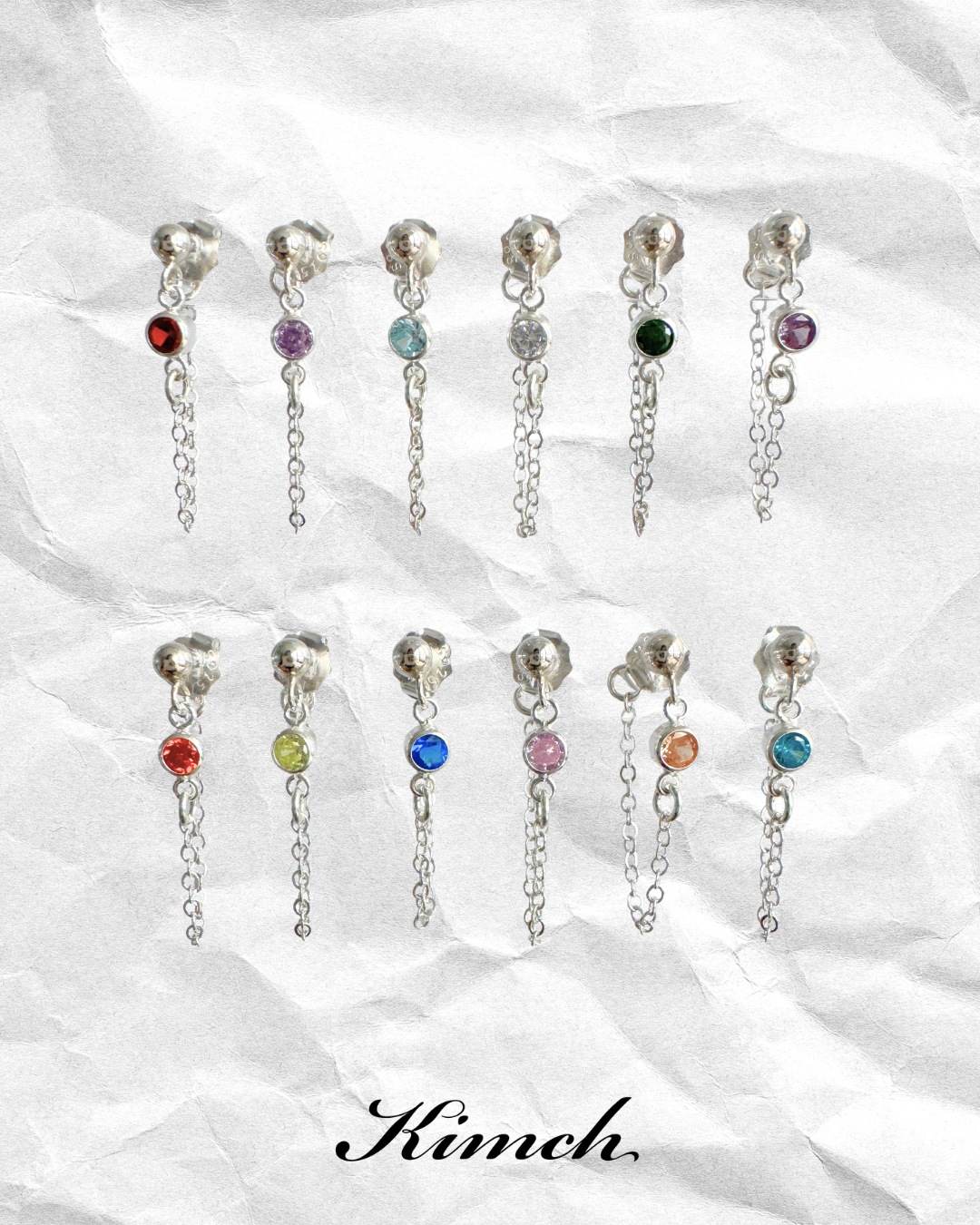 Birthstone Stud Cable Chain (3mm) - Gold Filled/Sterling Silver