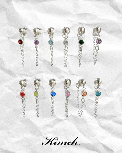 Birthstone Stud Cable Chain (3mm) - Gold Filled/Sterling Silver