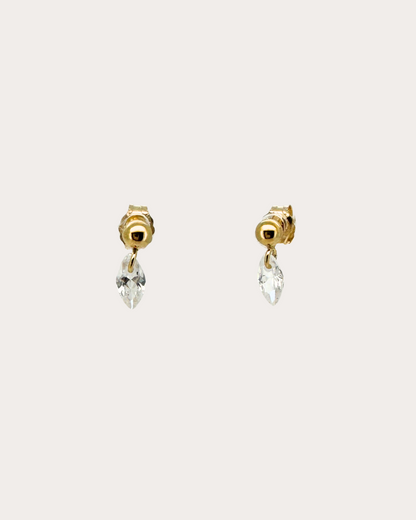 Lens Diamond Gemstone Dangle Studs