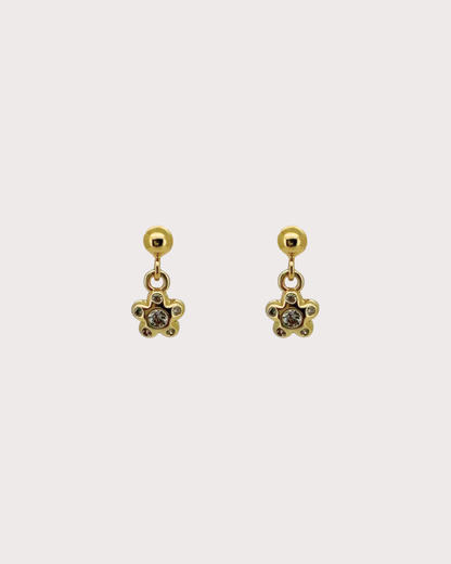 Mindy Flower White Zircon Dangle Studs