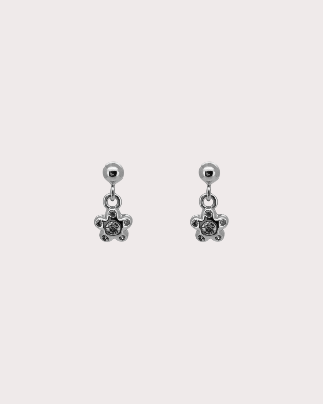 Mindy Flower White Zircon Dangle Studs