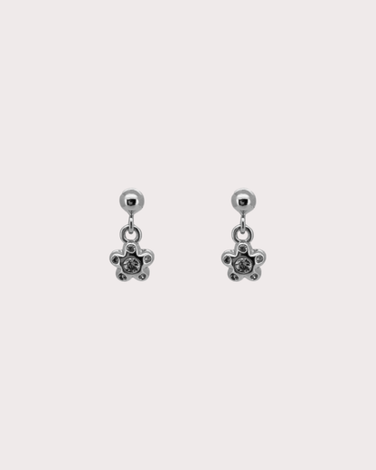 Mindy Flower White Zircon Dangle Studs
