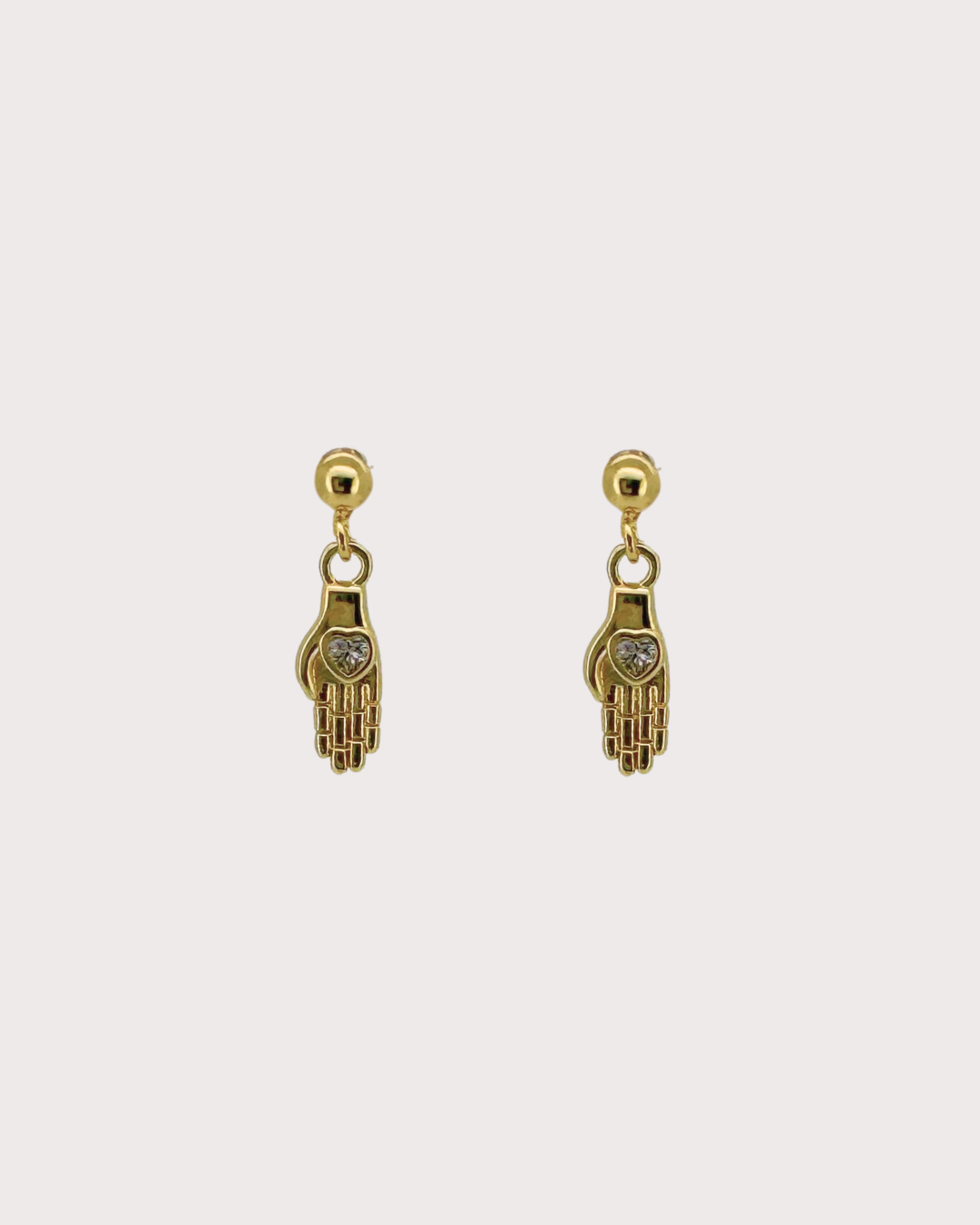 Alexis Hand Heart White Zircon Dangle Studs
