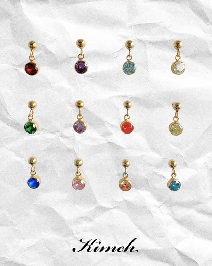 Birthstone Dangle Stud (4mm) - Gold Filled/Sterling Silver