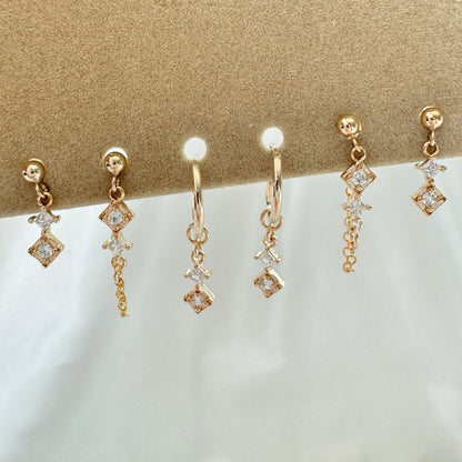 Temperance Diamond Earrings Set - Gold Filled