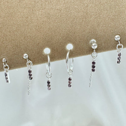 Ebony Rose Earrings Set - Sterling Silver