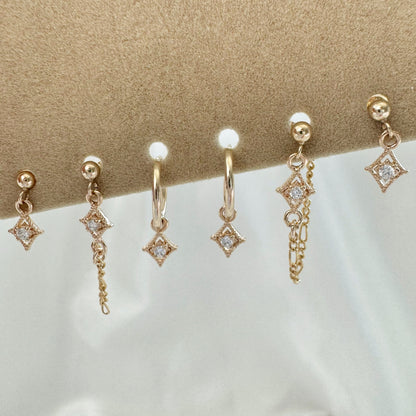 Stella Diamond Earrings Set - Gold Filled