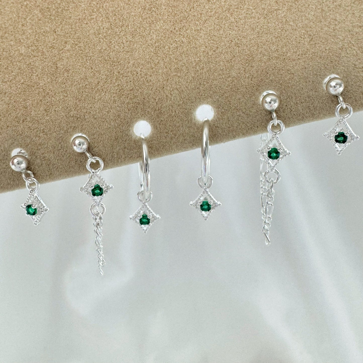 Arwen Emerald Earrings Set - Sterling Silver
