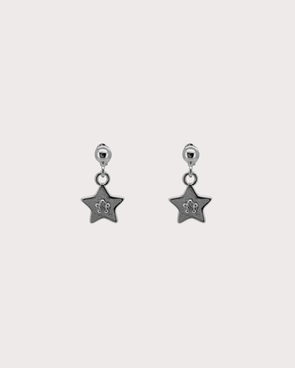 Starry Star White Zircon Dangle Studs