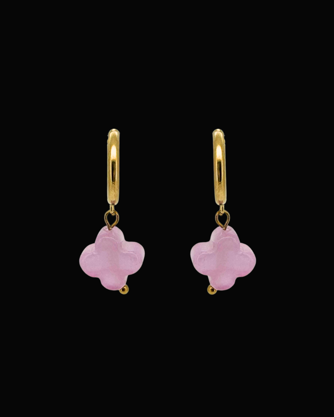 Purple Clover Gem Huggie Earrings