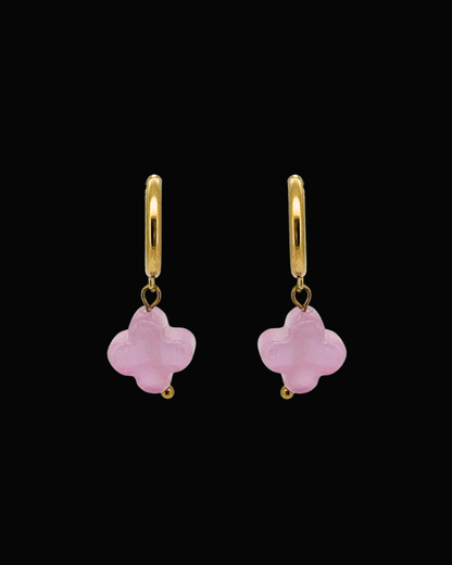 Purple Clover Gem Huggie Earrings