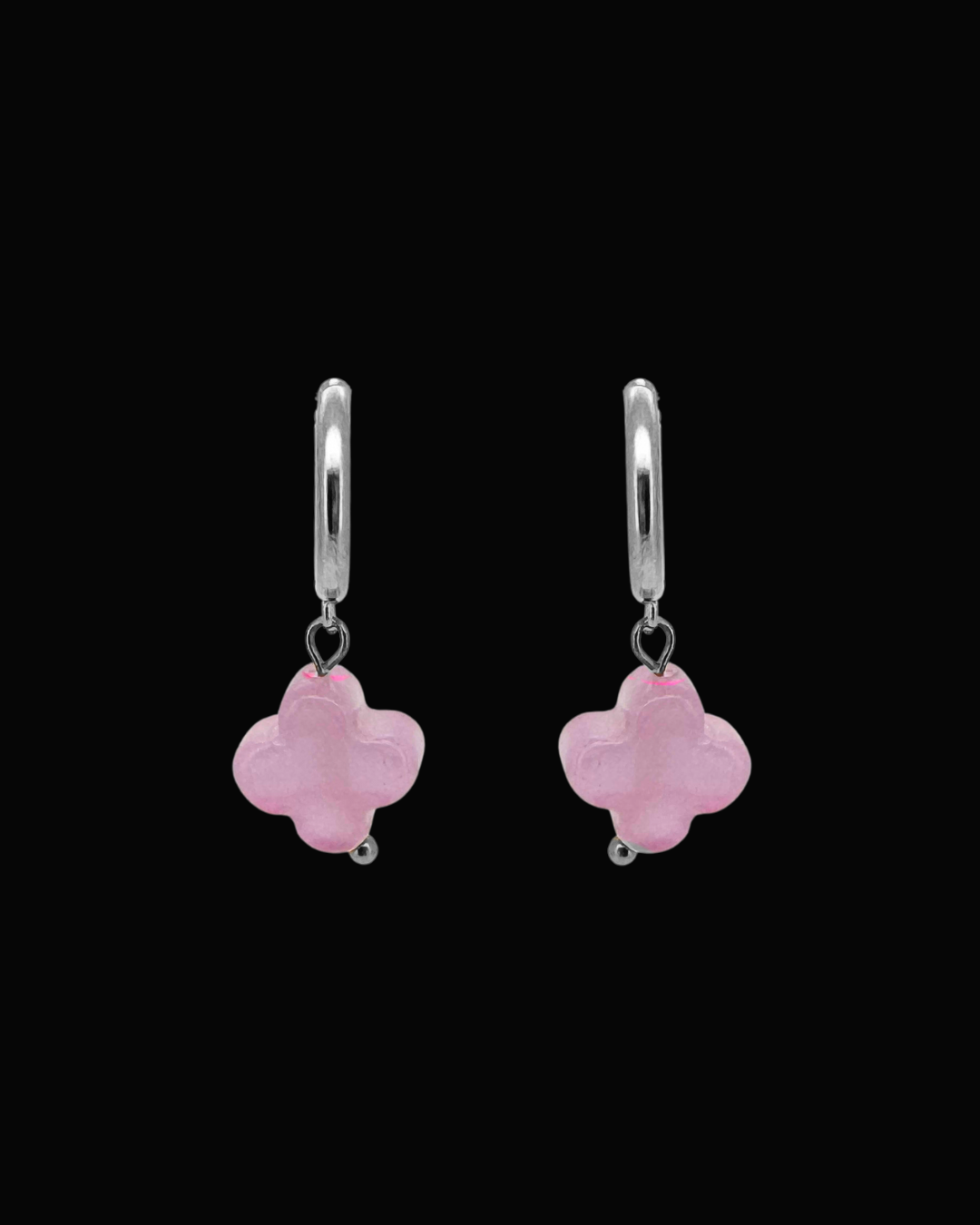 Purple Clover Gem Huggie Earrings