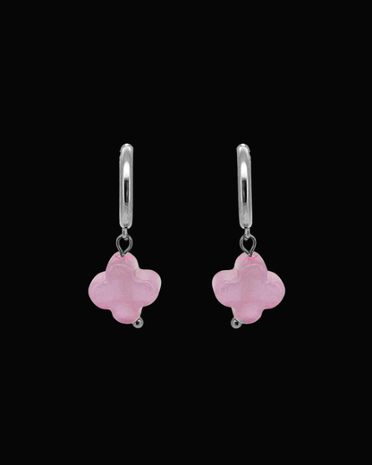 Purple Clover Gem Huggie Earrings