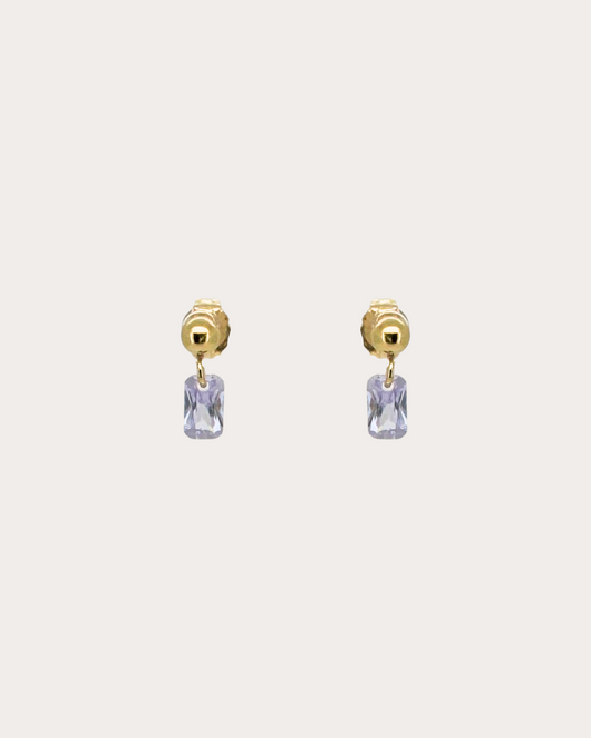 Rectangle Alexandrite Gemstone Dangle Studs