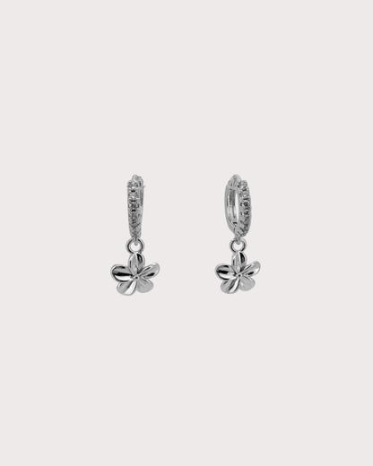 Plumeria Flower Embellished Hoops