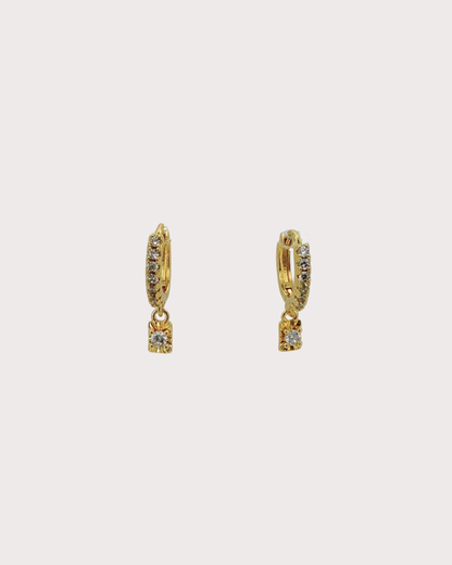 Minnie Carved Rectangle White Zircon Embellished Hoops
