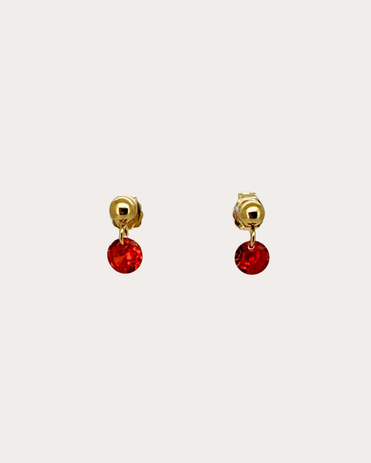 Circle Ruby Gemstone Dangle Studs