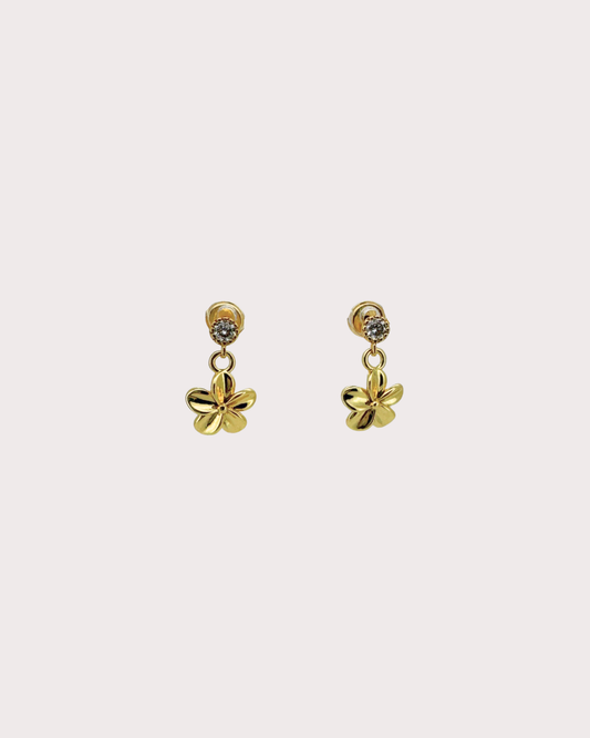 Plumeria Flower Embellished Dangle Studs