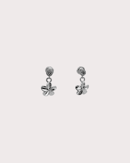 Plumeria Flower Embellished Dangle Studs