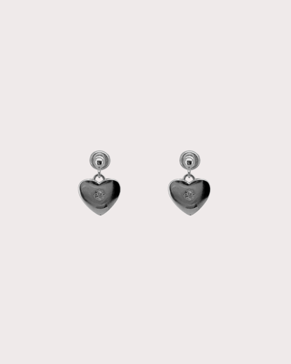 Charis Heart White Zircon Dangle Studs