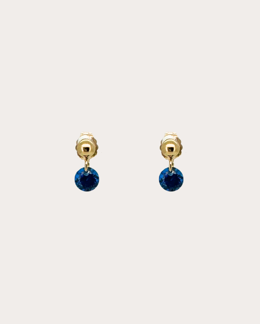 Circle Sapphire Gemstone Dangle Studs