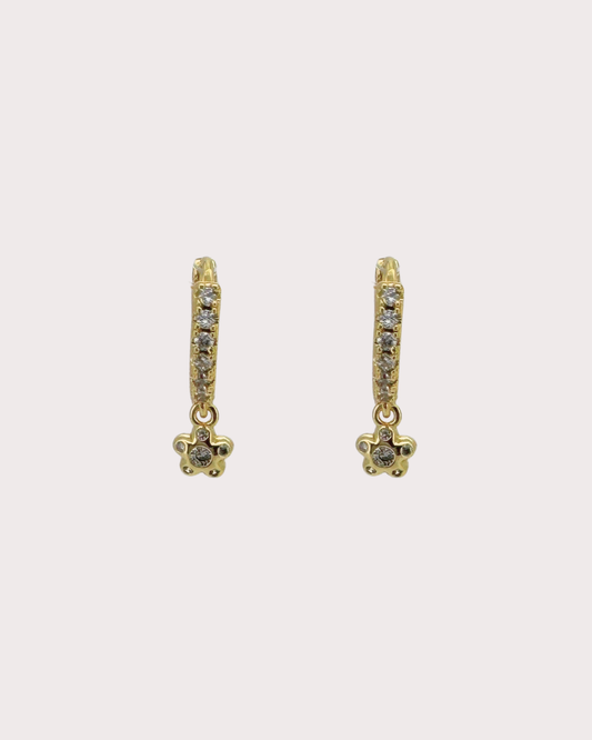 Mindy Flower White Zircon Embellished Hoops