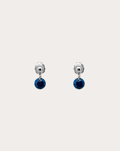 Circle Sapphire Gemstone Dangle Studs