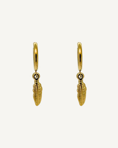 Erma Feather Huggie Earrings