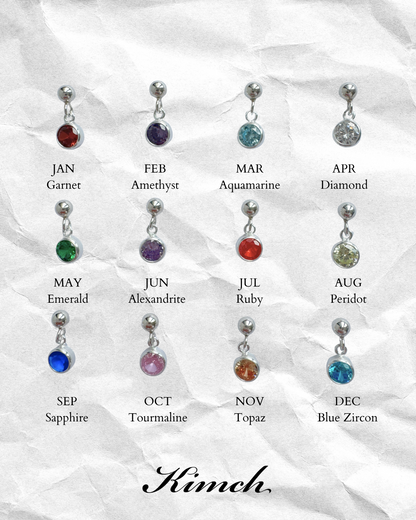 Birthstone Dangle Stud (4mm) - Gold Filled/Sterling Silver