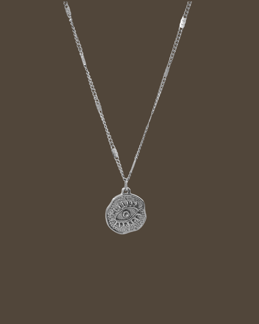 Chandra Evil Eye Flat Curb Chain Necklace