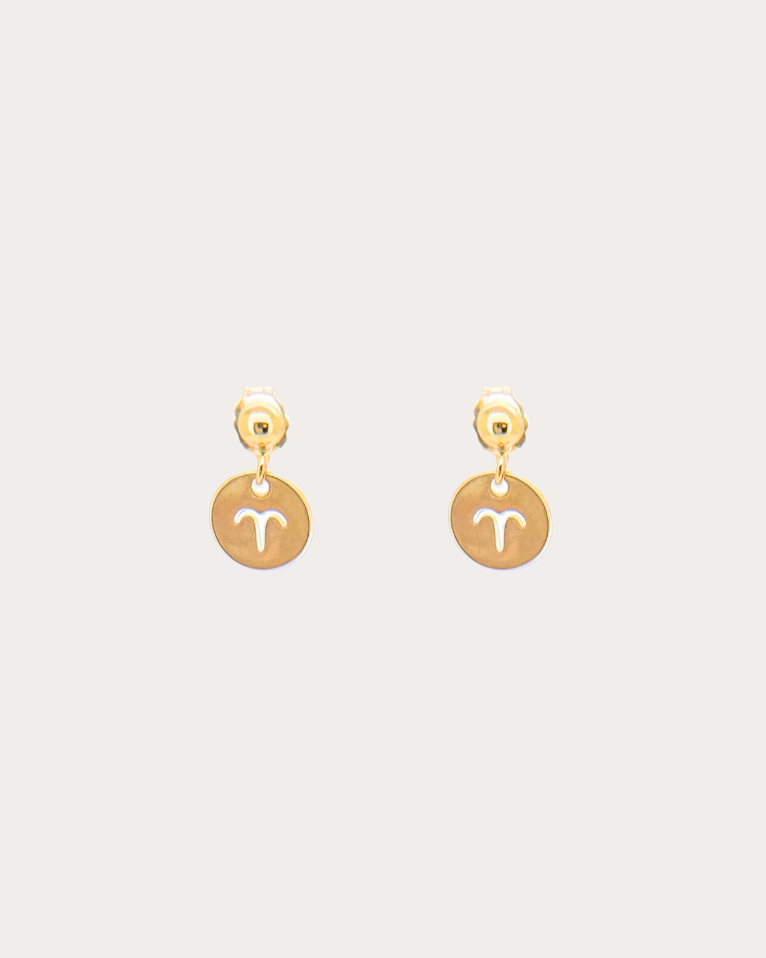 Aries Zodiac Disc Dangle Studs