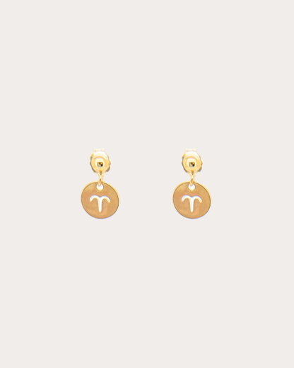 Aries Zodiac Disc Dangle Studs