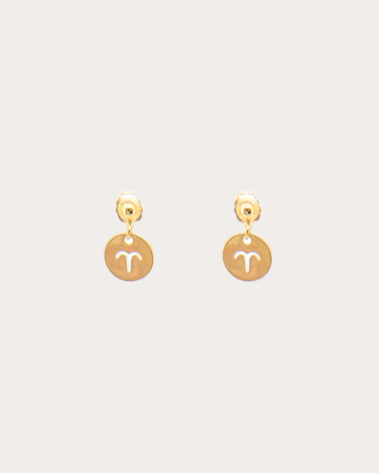 Aries Zodiac Disc Dangle Studs