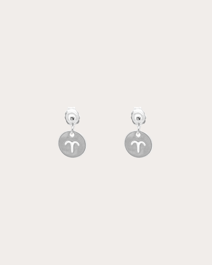 Aries Zodiac Disc Dangle Studs