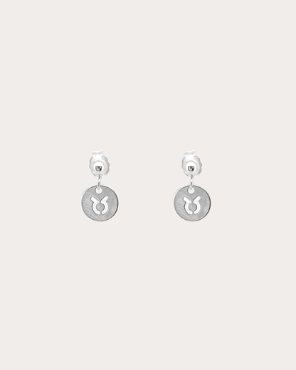 Taurus Zodiac Disc Dangle Studs